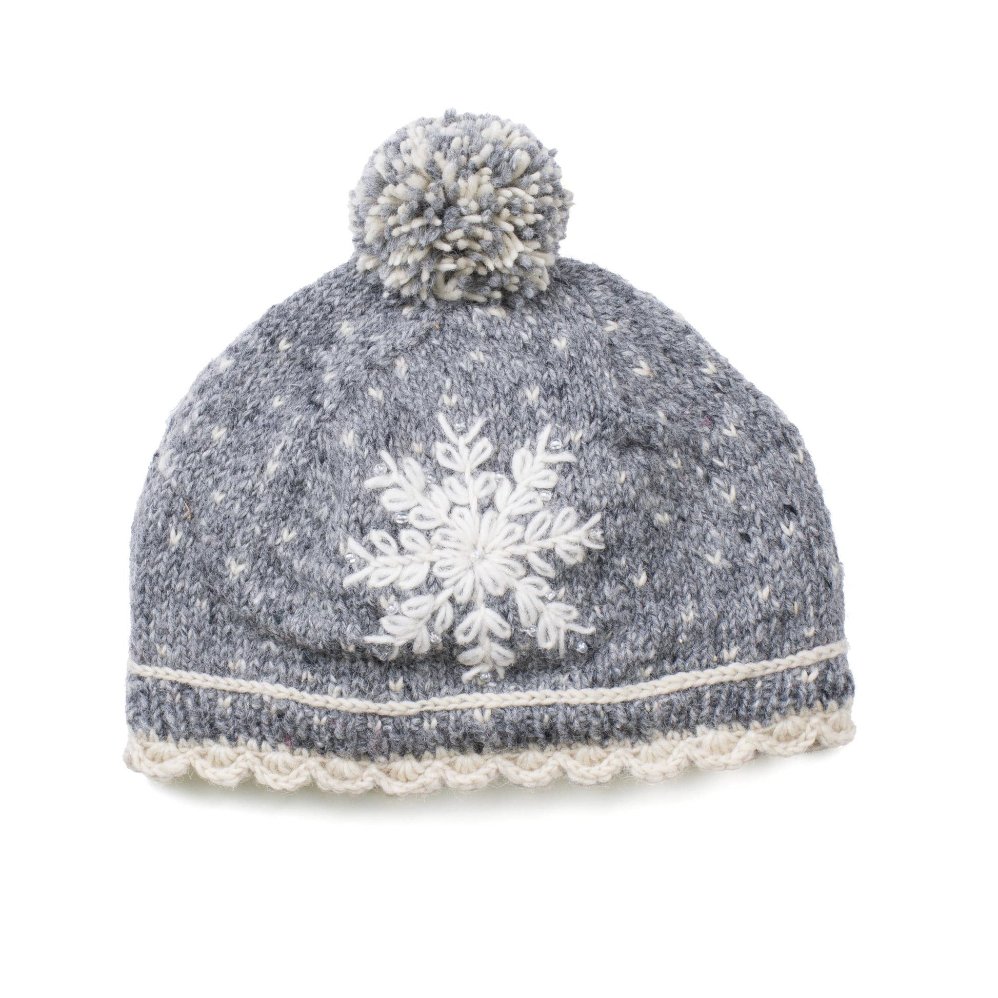 Anoushka Snowflake Embroidered Beanie