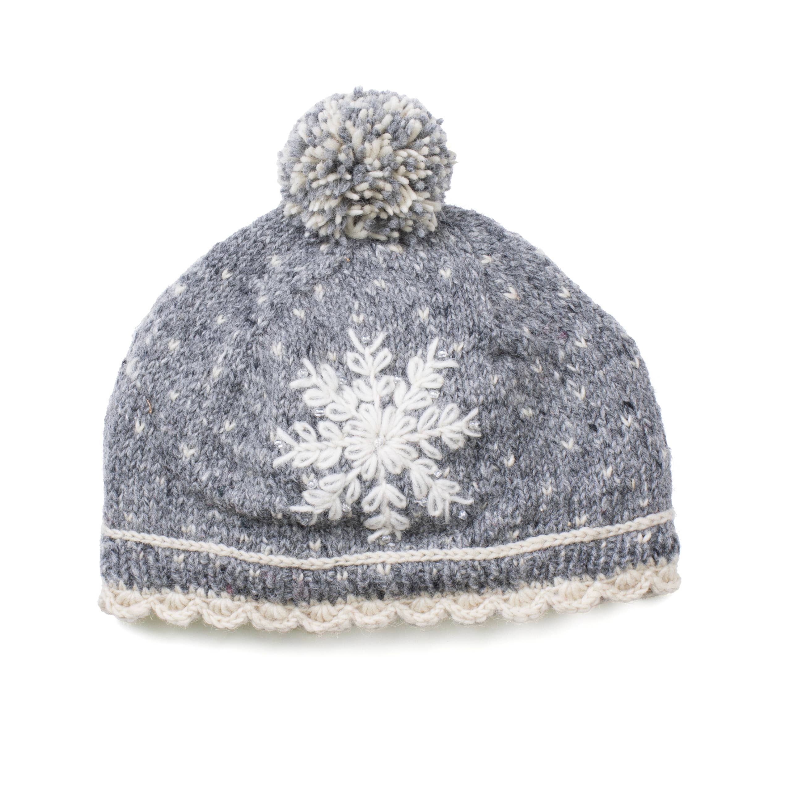 Anoushka Snowflake Embroidered Beanie