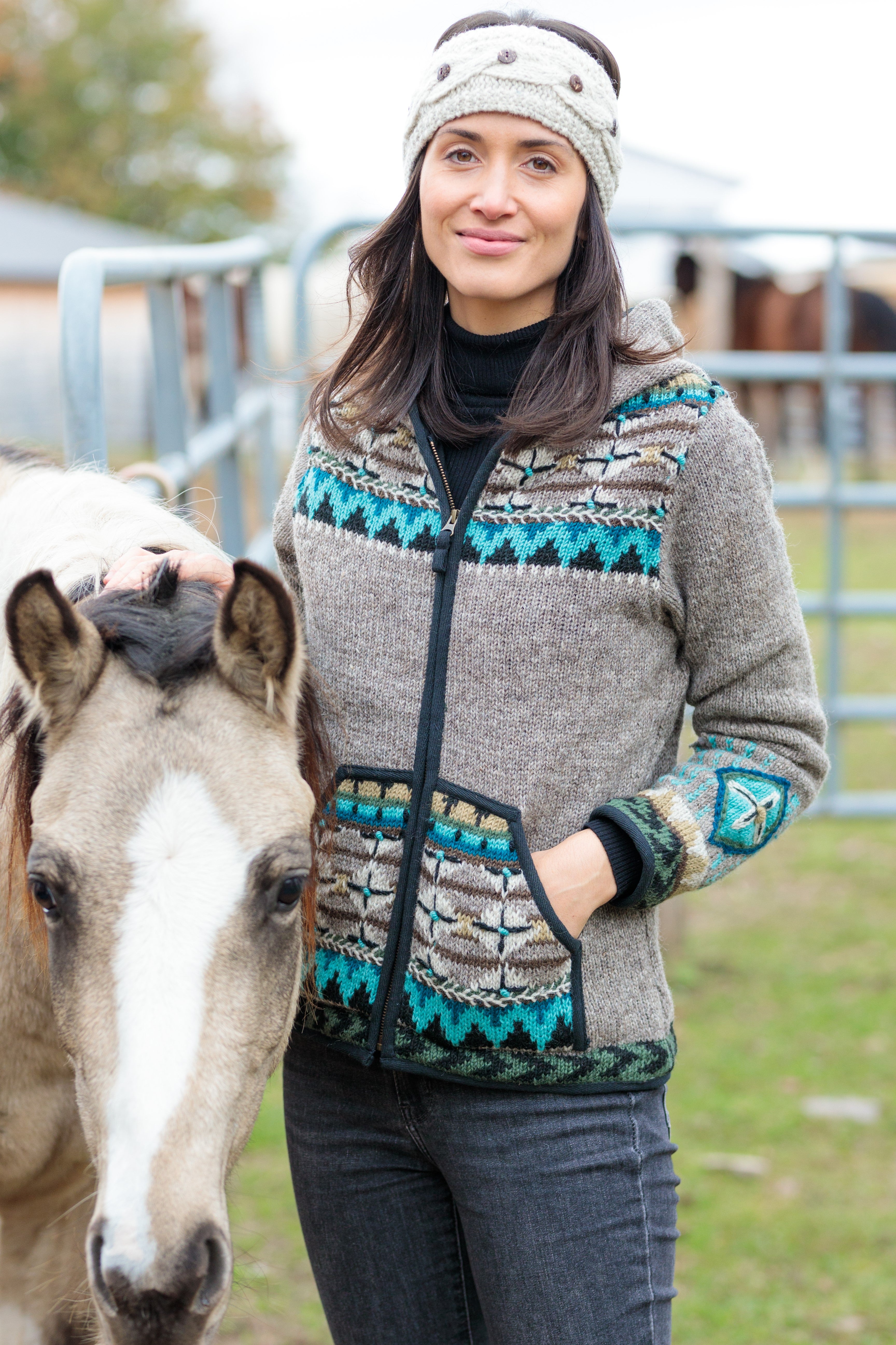 Dakotah Wool Sweater - Western Knit with Hood & Zip – Lost