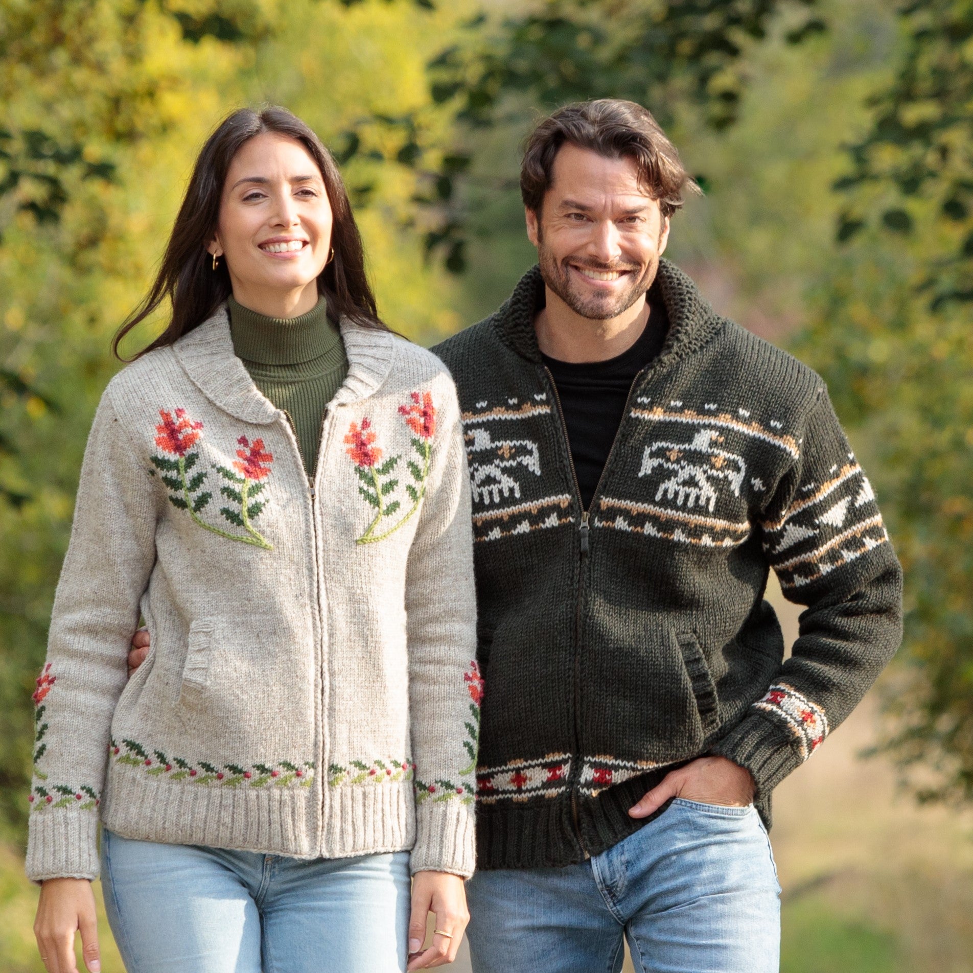 Eagle Men's Sweater/Coat - Cowichan inspired motifs, 100% wool