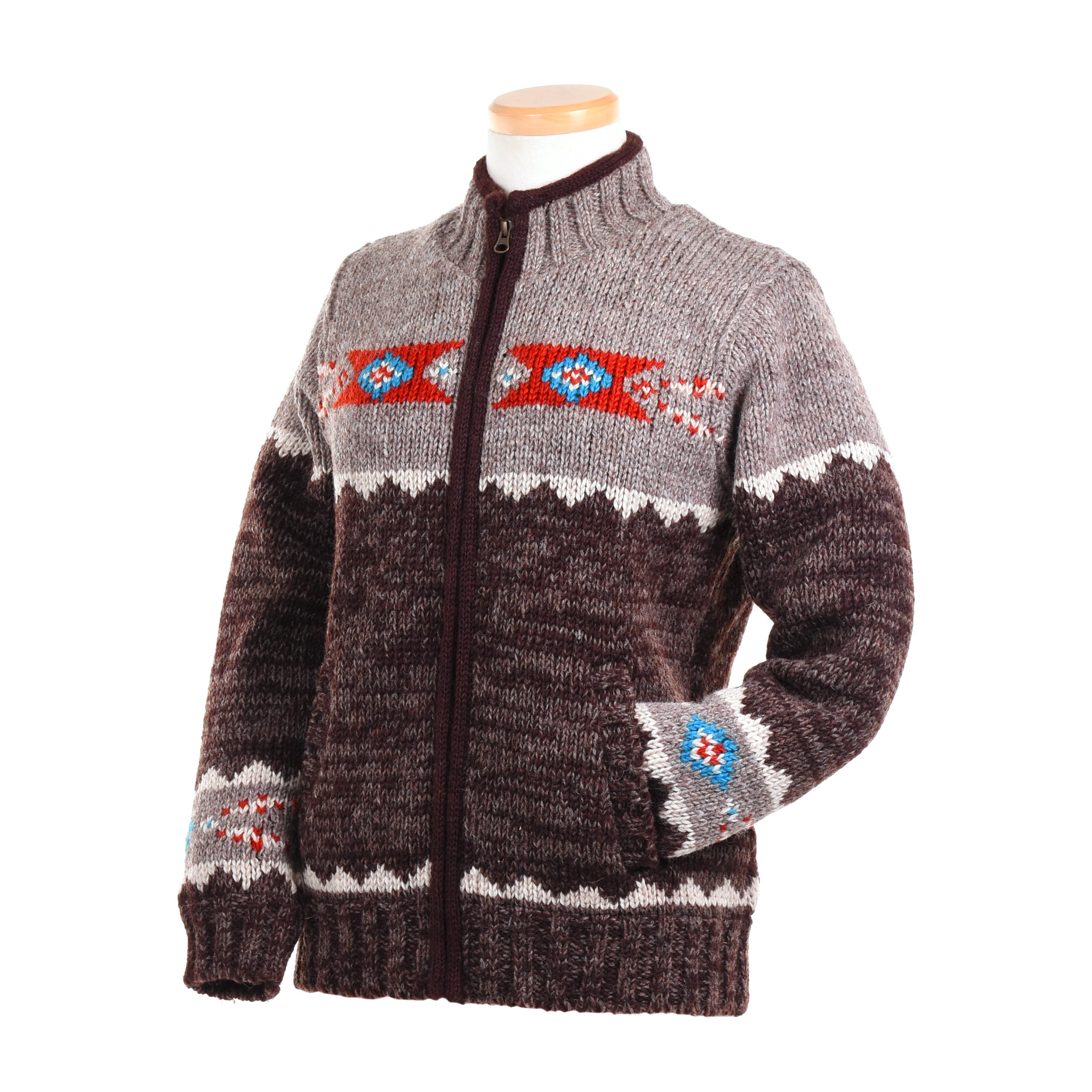 Mustang Wool Sweater – Cozy Western-Style Hand-Knit Cardigan