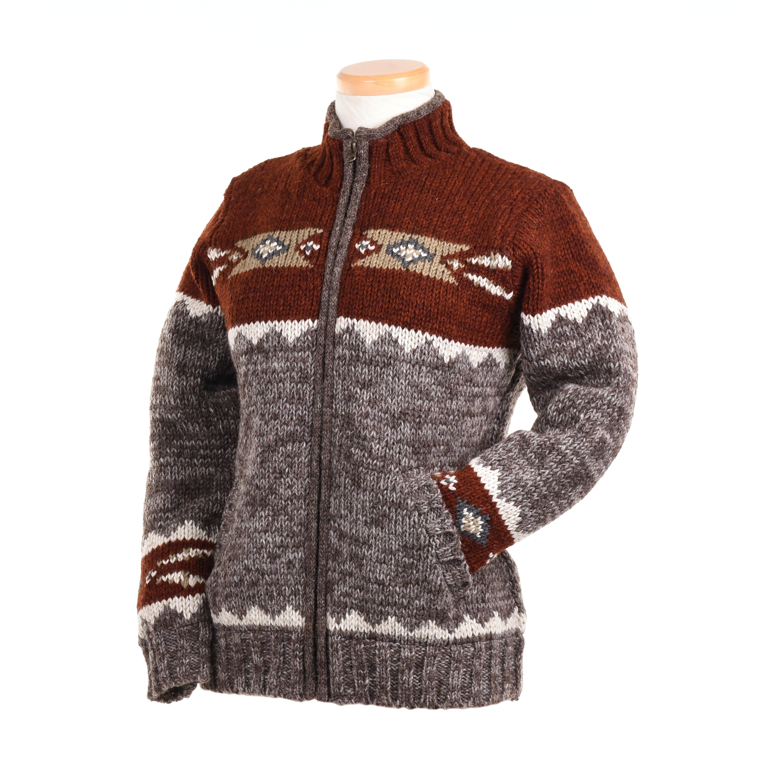 Mustang Wool Sweater – Cozy Western-Style Hand-Knit Cardigan
