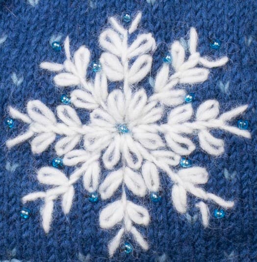 Anoushka Snowflake Embroidered Beanie