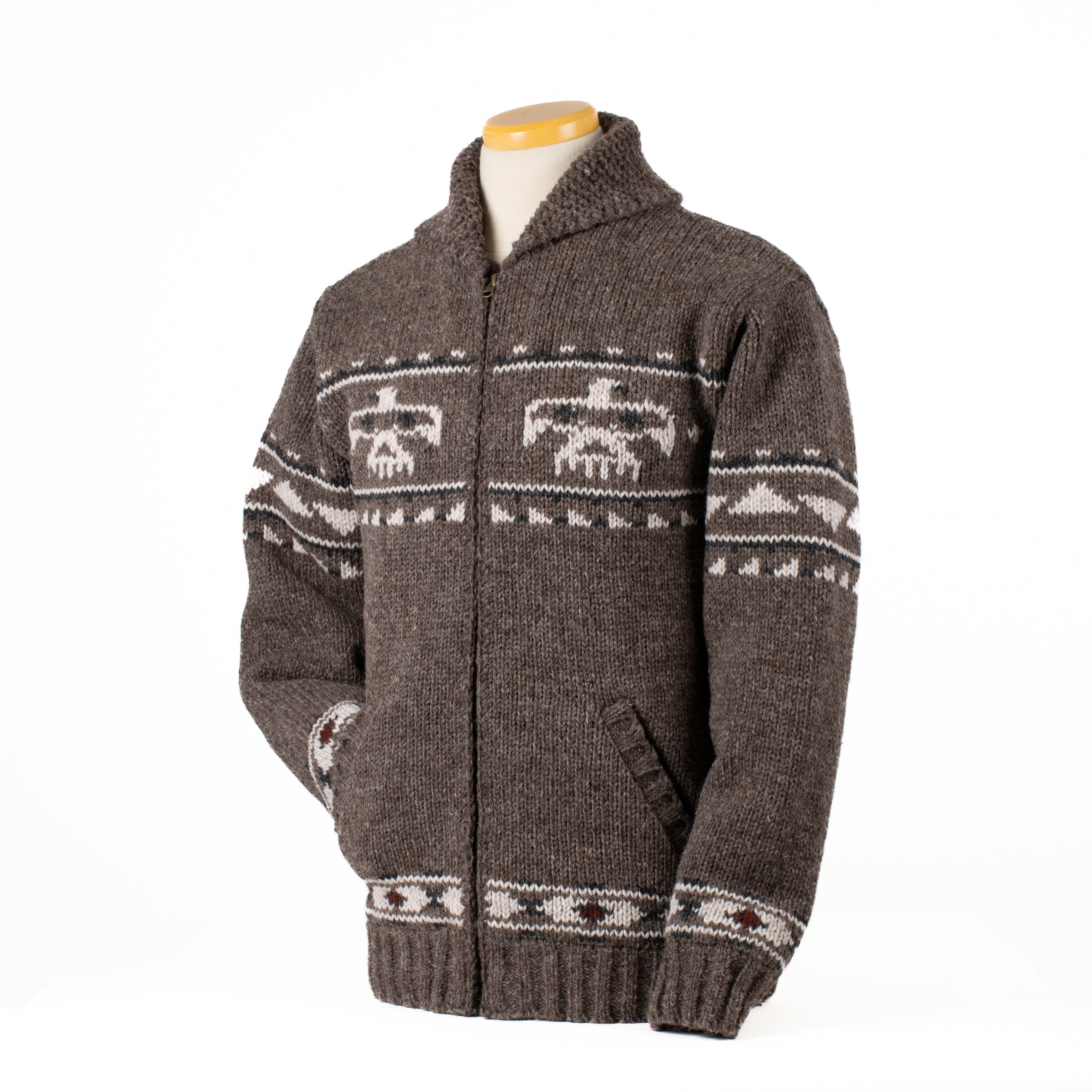 トップス  Kanata Handknitted Cowichan Eagle Kanata Eagle hand-knit Cowichan cardigan, country blue