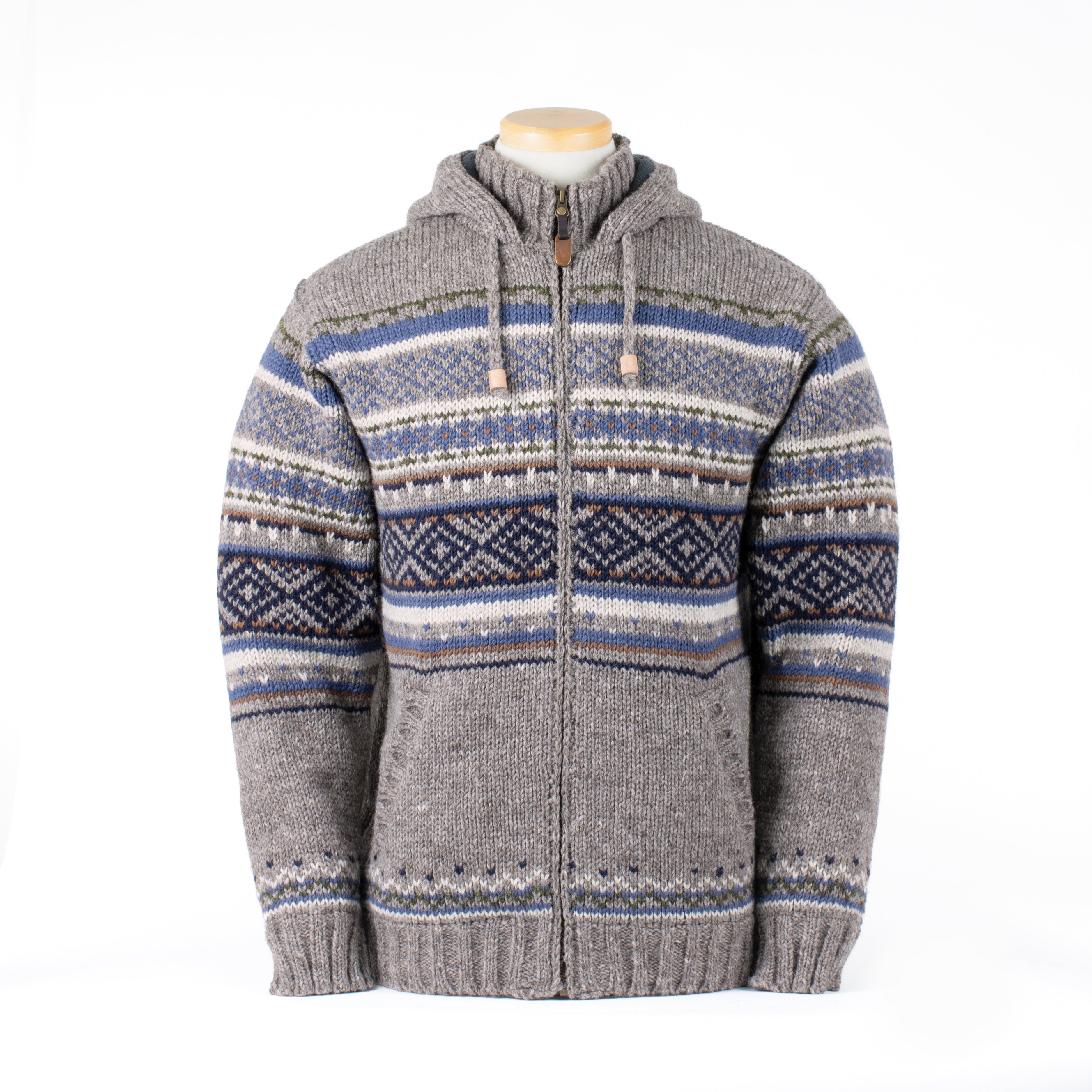 Jorgen Wool Hoodie Sweater – Nordic Knit, Fleece Lined – Lost
