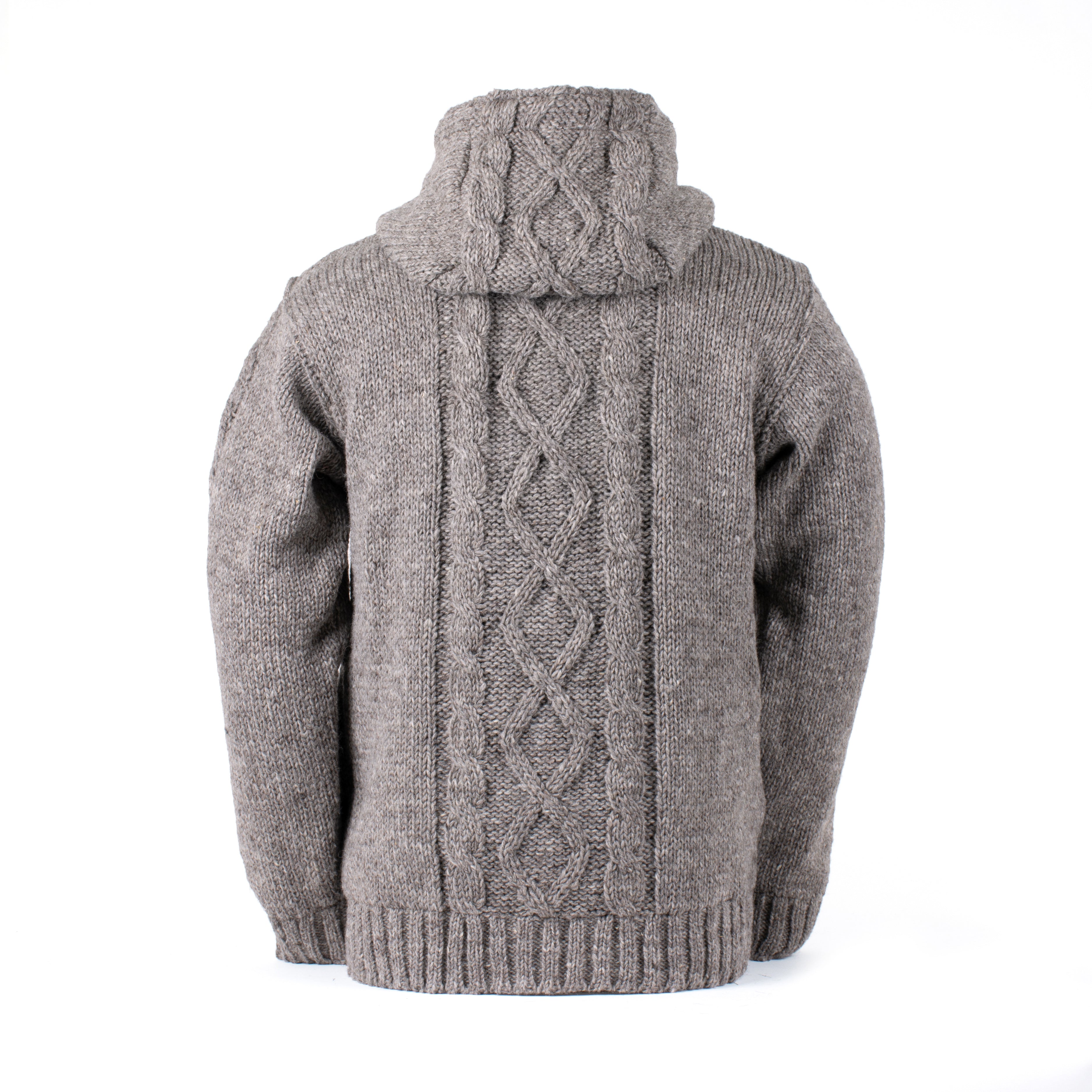 Ronan Cable Knit Wool Sweater – Zip Cardigan with Fleece Lining