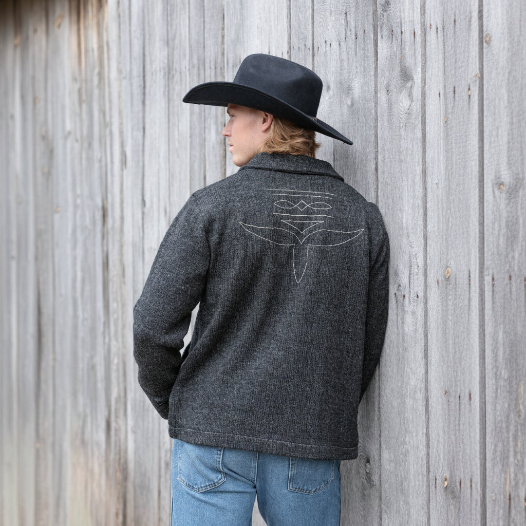 Rider Wool Zip Jacket with Boot Stitch Detail