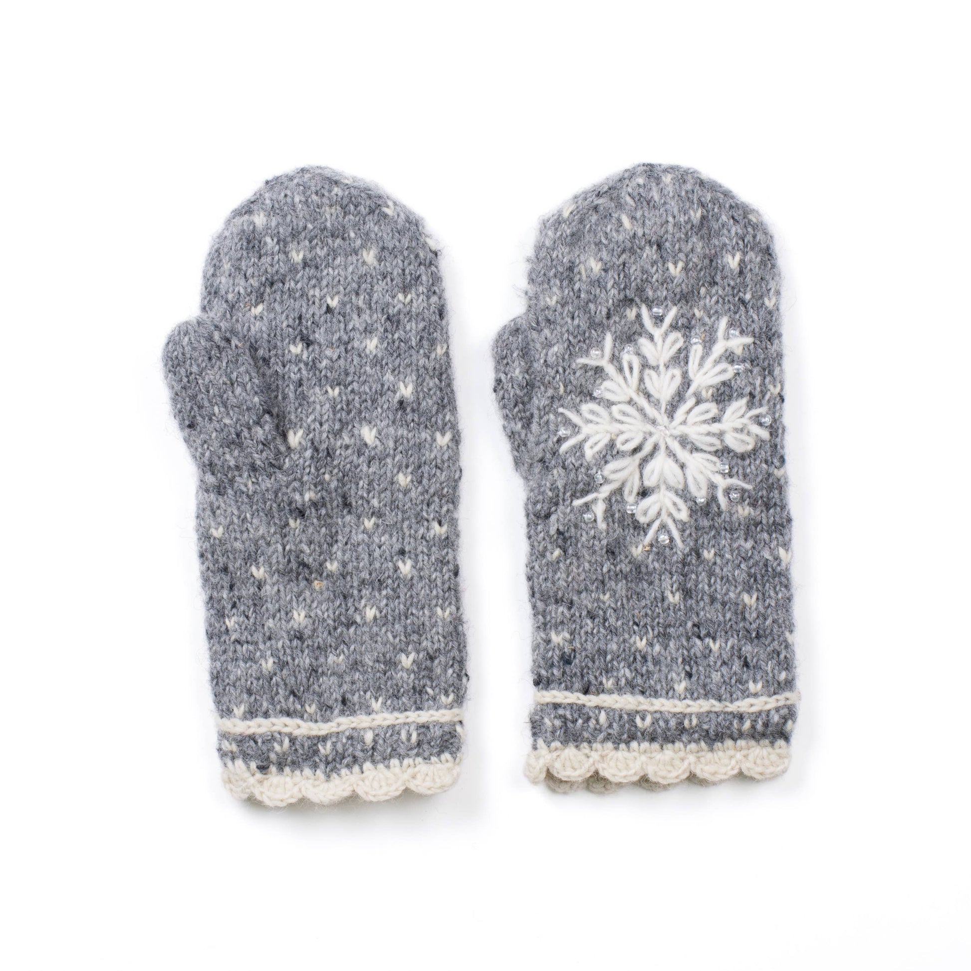 Anoushka Snowflake Embroidered Mittens