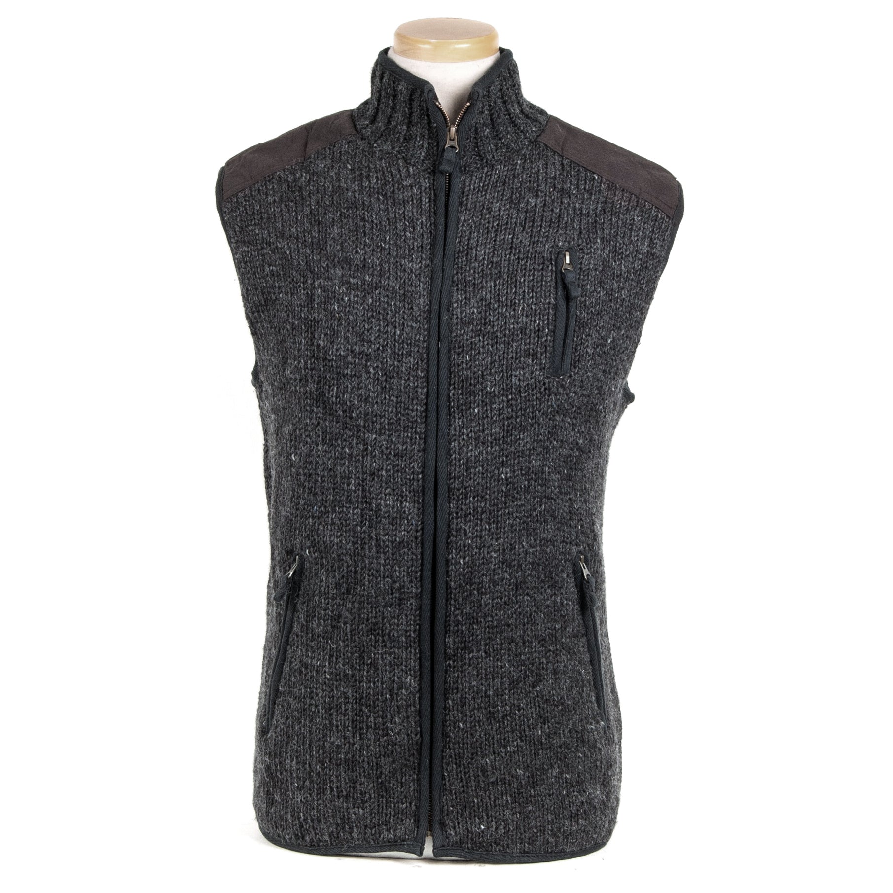 Yale Vest – Wool Vest with Fleece Lining & Faux Suede Shoulder