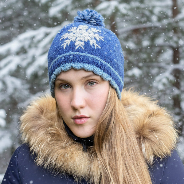 Anoushka Snowflake Embroidered Beanie