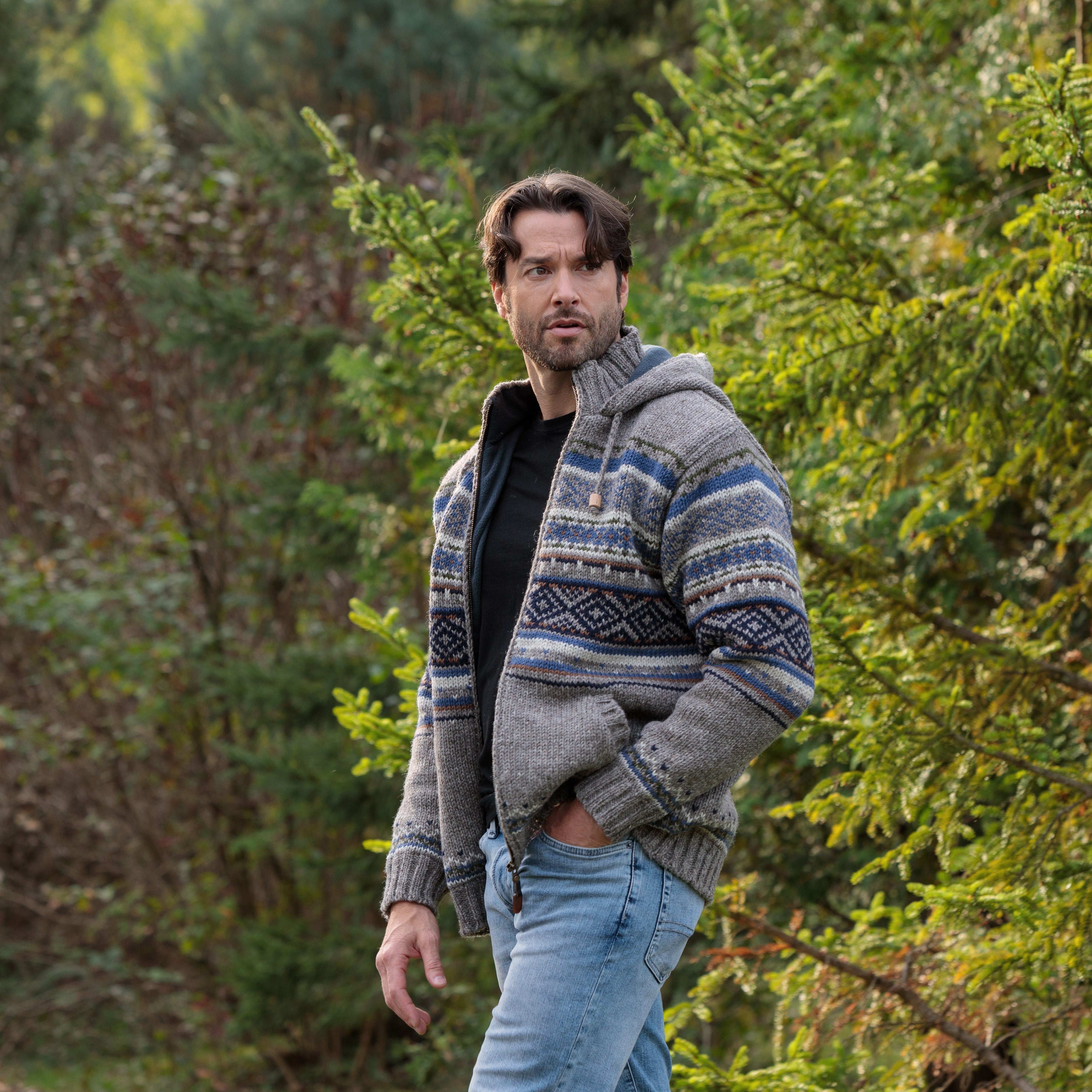 Jorgen Wool Hoodie Sweater – Nordic Knit, Fleece Lined – Lost