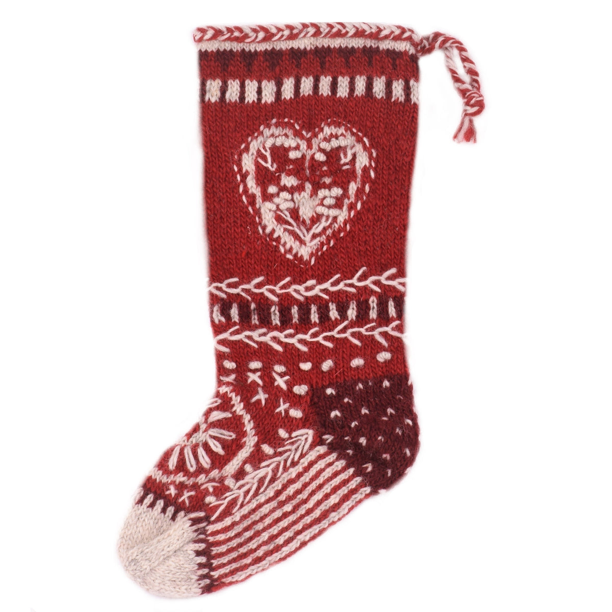 Folk Heart Christmas Stocking