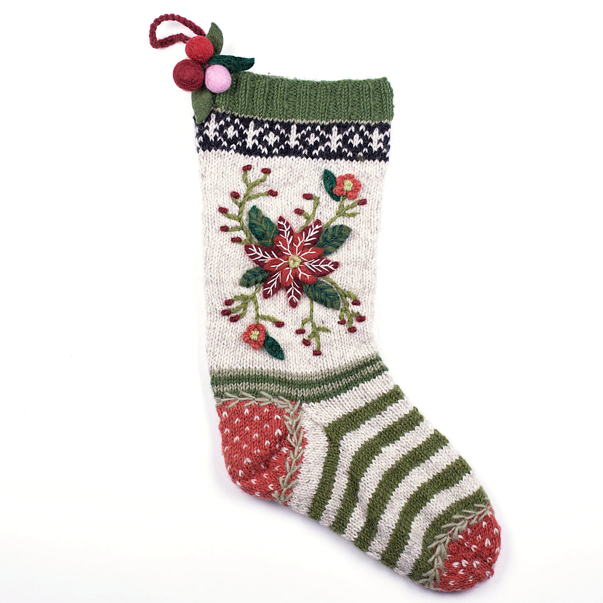 Chaussette de Noël en laine Winter Bloom