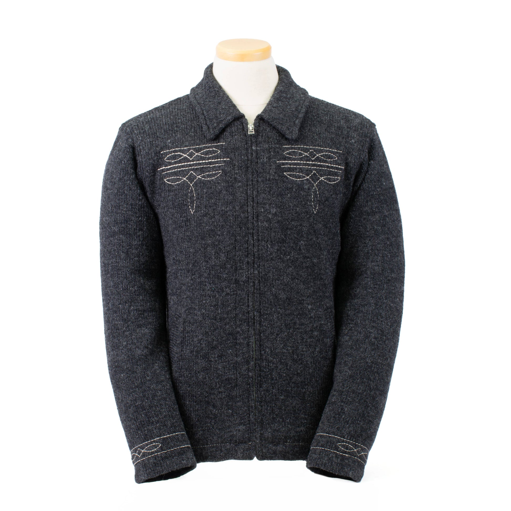 Rider Wool Zip Jacket with Boot Stitch Detail
