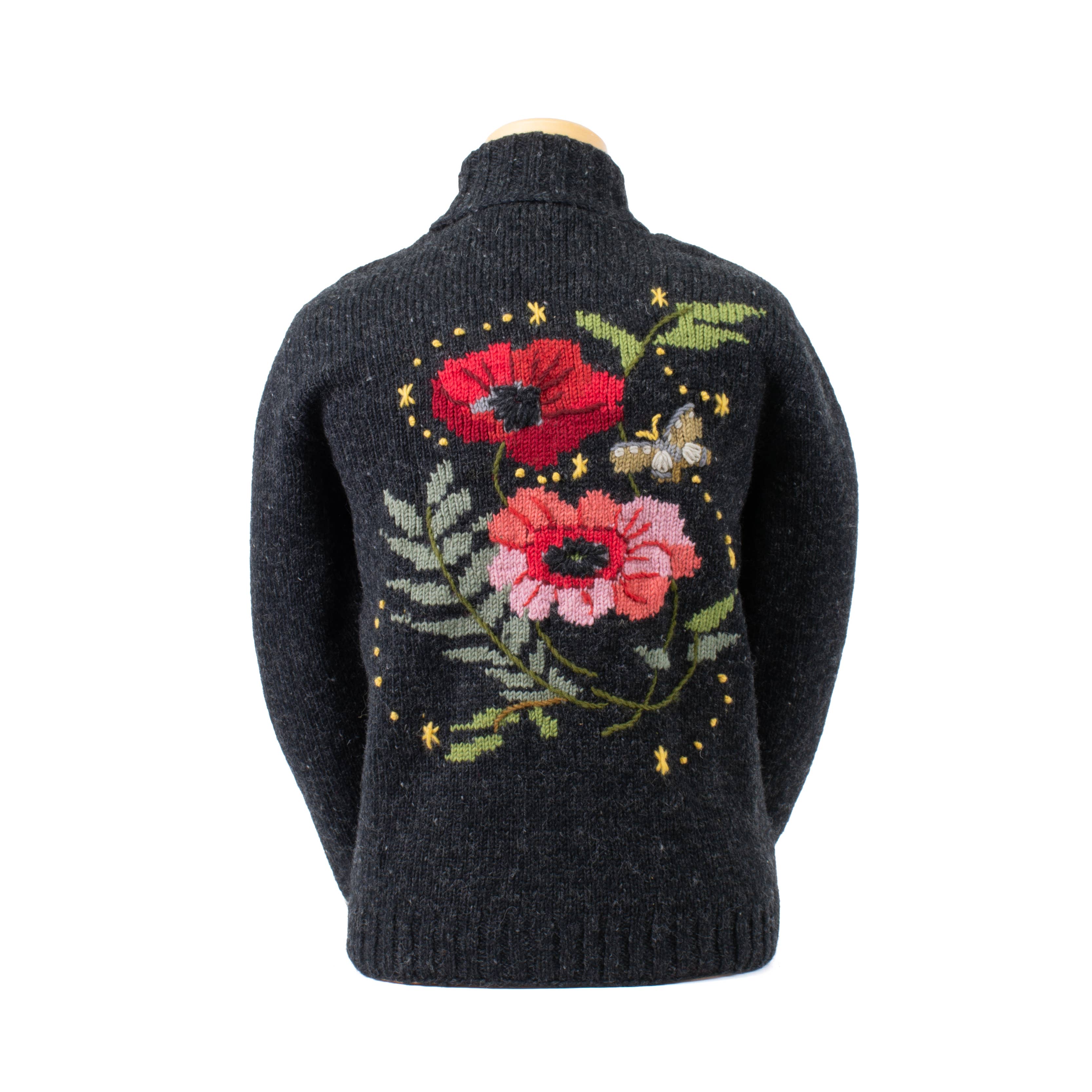 Amber Floral Embroidered Wool Zip Sweater