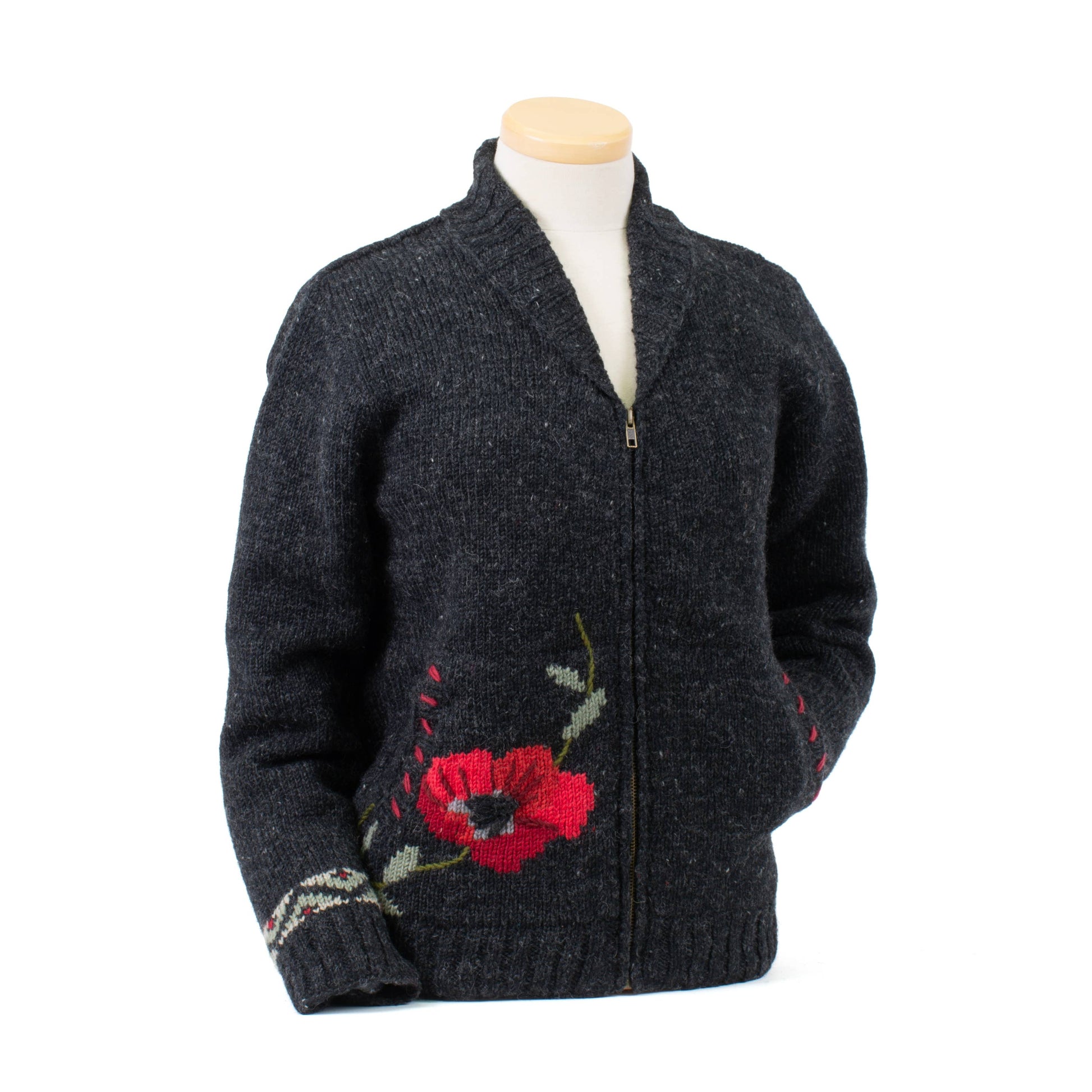 Amber Floral Embroidered Wool Zip Sweater