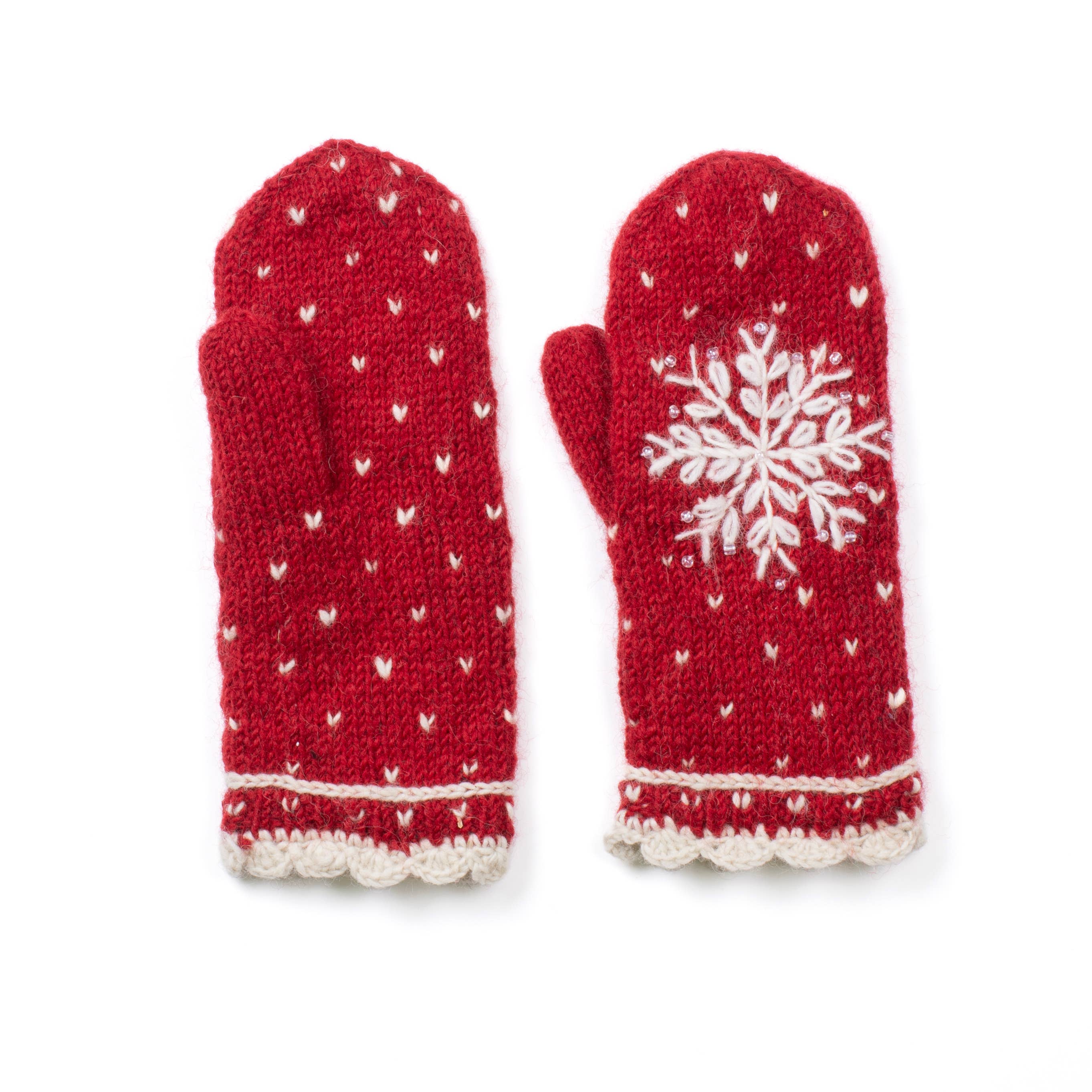 Anoushka Snowflake Embroidered Mittens