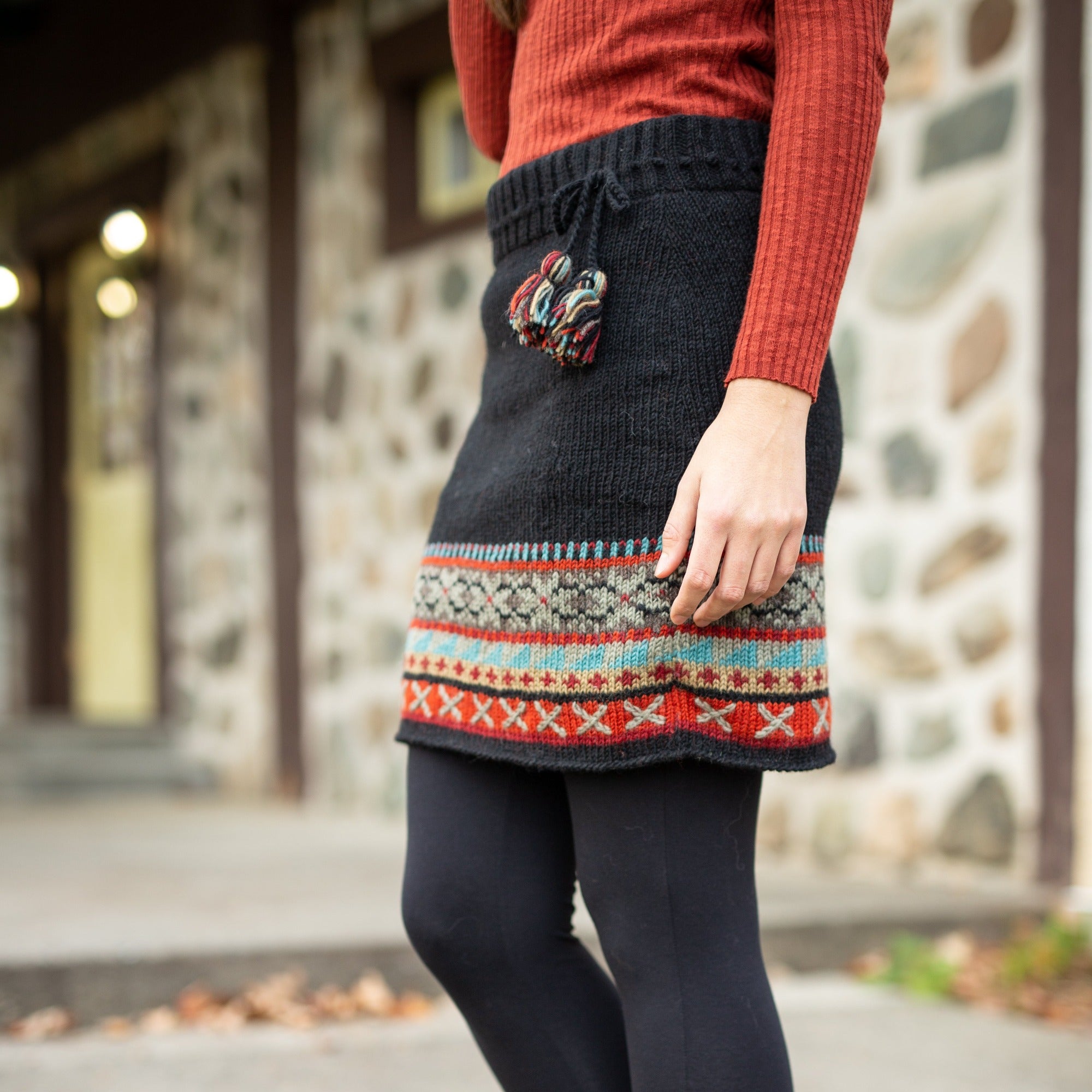 Kirstin Skirt - Fair Isle knitted wool skirt – Lost Horizons CA